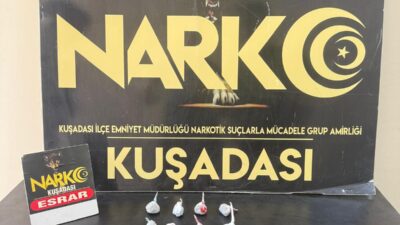 Kuşadası’nda Narkotik Suçlarla Mücadele ekiplerince düzenlenen operasyonda 14,90 gram esrar