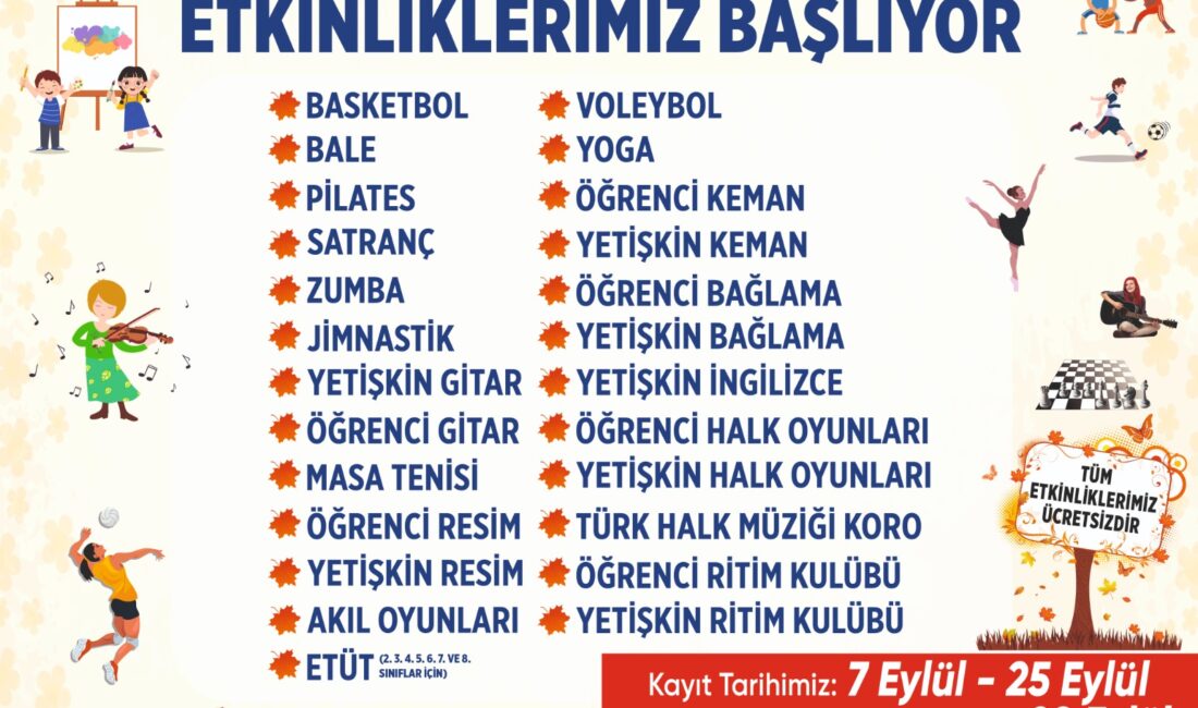 BAŞKAN ÇERÇİOĞLU AYDINLILARI SPOR, SANAT VE EĞİTİMLE BULUŞTURUYOR Aydın Büyükşehir Belediyesi’nin ücretsiz Güz Dönemi Etkinlikleri için kayıtlar başladı.