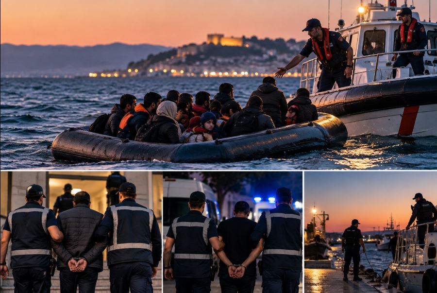 Aydın’ın Kuşadası ilçesi açıklarında 14 düzensiz göçmenin yakalanmasıyla başlayan soruşturmada,